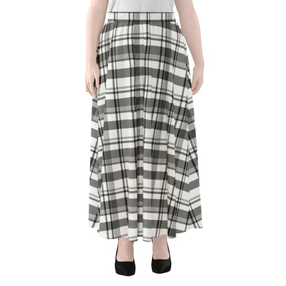 Black And White Madras Pattern Print Chiffon Maxi Skirt