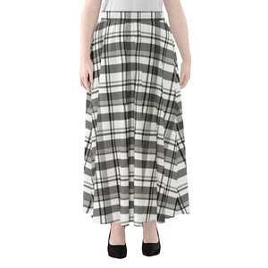 Black And White Madras Pattern Print Chiffon Maxi Skirt