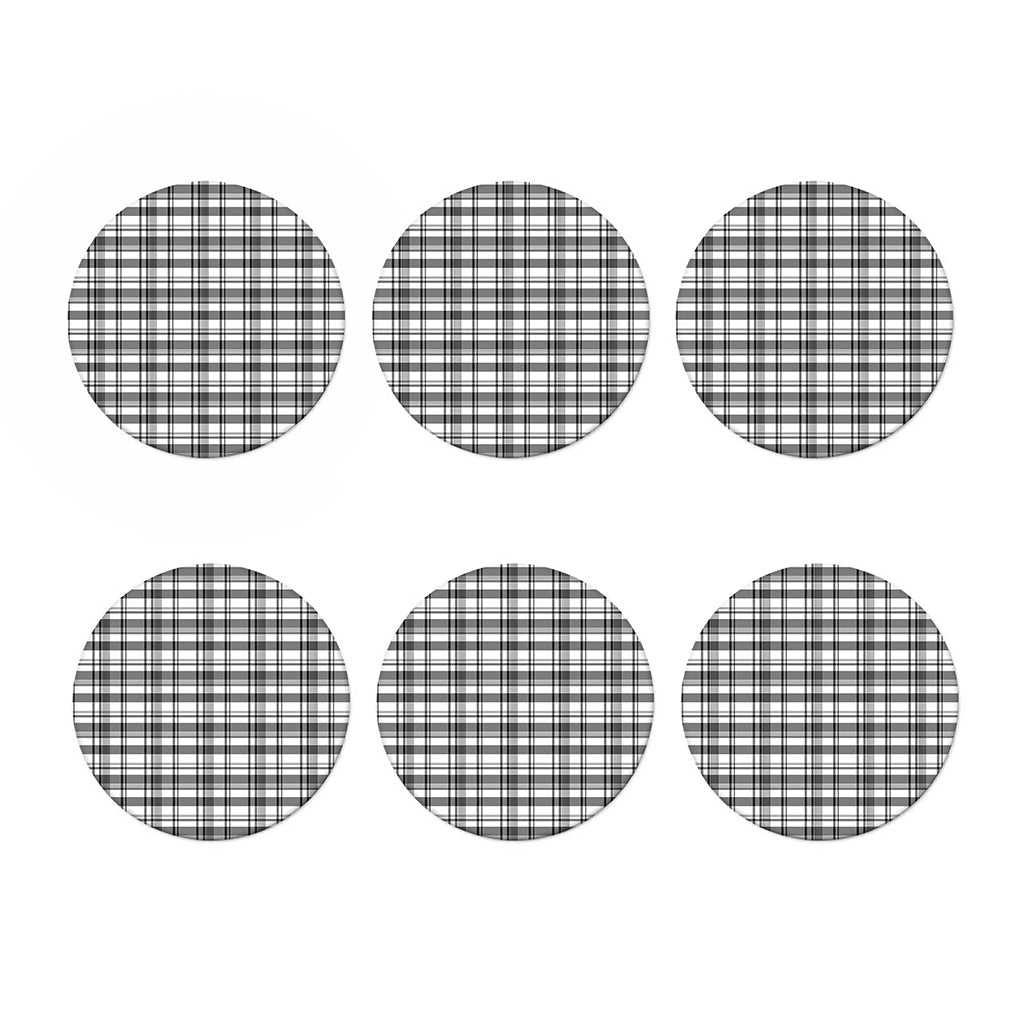 Black And White Madras Pattern Print Coaster Set