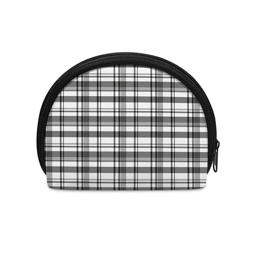 Black And White Madras Pattern Print Coin Purse