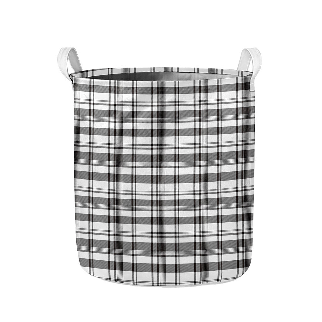 Black And White Madras Pattern Print Collapsible Laundry Basket
