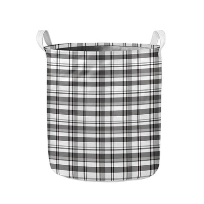 Black And White Madras Pattern Print Collapsible Laundry Basket