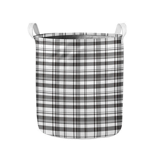 Black And White Madras Pattern Print Collapsible Laundry Basket