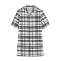 Black And White Madras Pattern Print Cotton Hawaiian Shirt