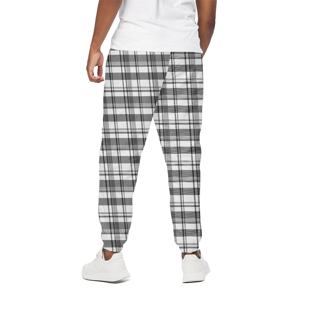 Black And White Madras Pattern Print Cotton Pants