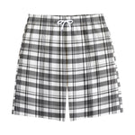 Black And White Madras Pattern Print Cotton Shorts