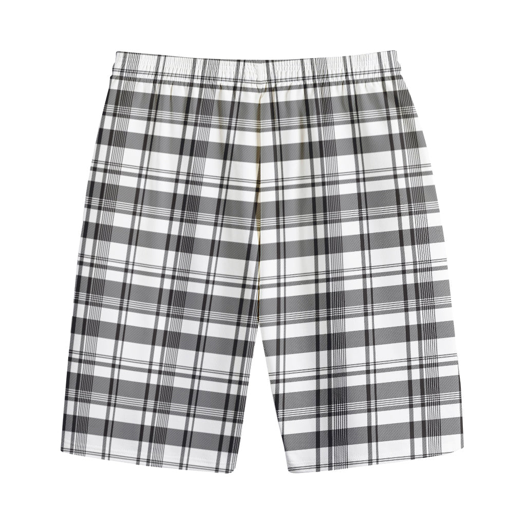 Black And White Madras Pattern Print Cotton Shorts