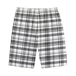 Black And White Madras Pattern Print Cotton Shorts