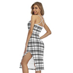 Black And White Madras Pattern Print Cross Back Cami Dress