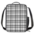 Black And White Madras Pattern Print Crossbody Lunch Bag