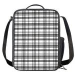 Black And White Madras Pattern Print Crossbody Lunch Bag