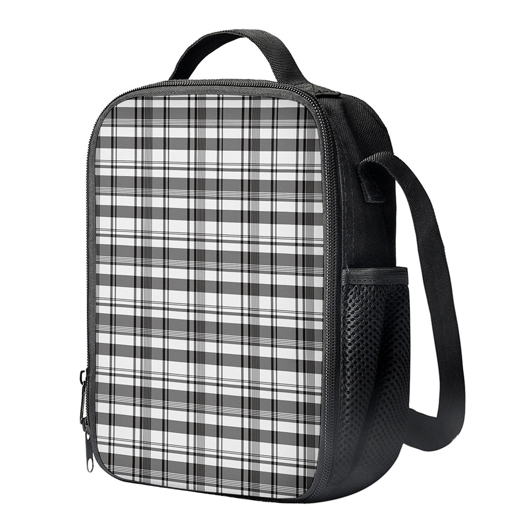 Black And White Madras Pattern Print Crossbody Lunch Bag
