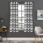 Black And White Madras Pattern Print Curtain