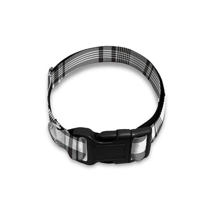 Black And White Madras Pattern Print Dog Collar