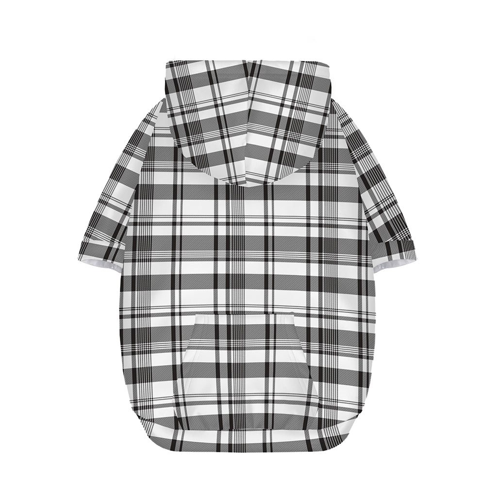 Black And White Madras Pattern Print Dog Zip Up Hoodie