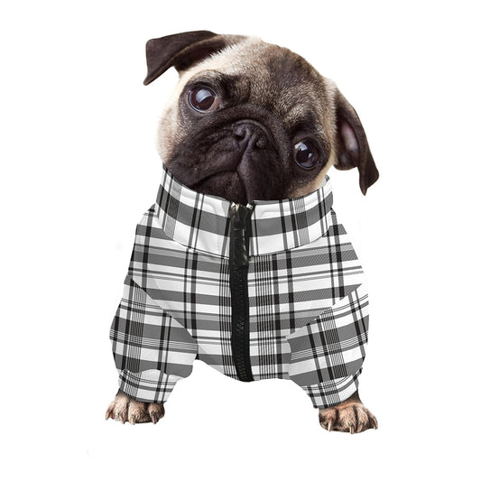 Black And White Madras Pattern Print Dog Zip Up Jacket