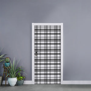 Black And White Madras Pattern Print Door Sticker