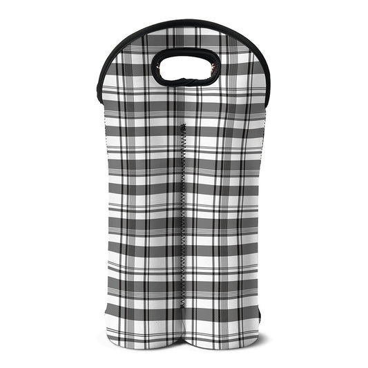Black And White Madras Pattern Print Double Neoprene Wine Tote