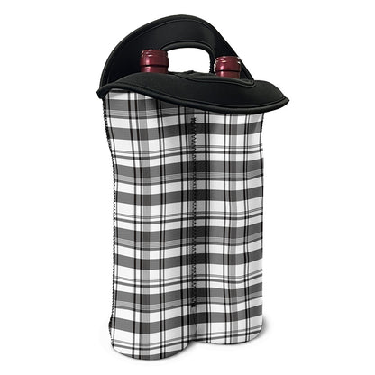Black And White Madras Pattern Print Double Neoprene Wine Tote