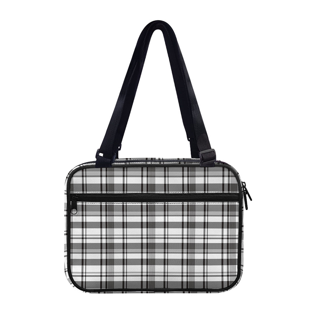 Black And White Madras Pattern Print Double Strap Bible Bag