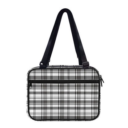 Black And White Madras Pattern Print Double Strap Bible Bag