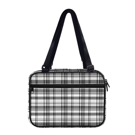 Black And White Madras Pattern Print Double Strap Bible Bag