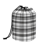 Black And White Madras Pattern Print Drawstring Makeup Bag