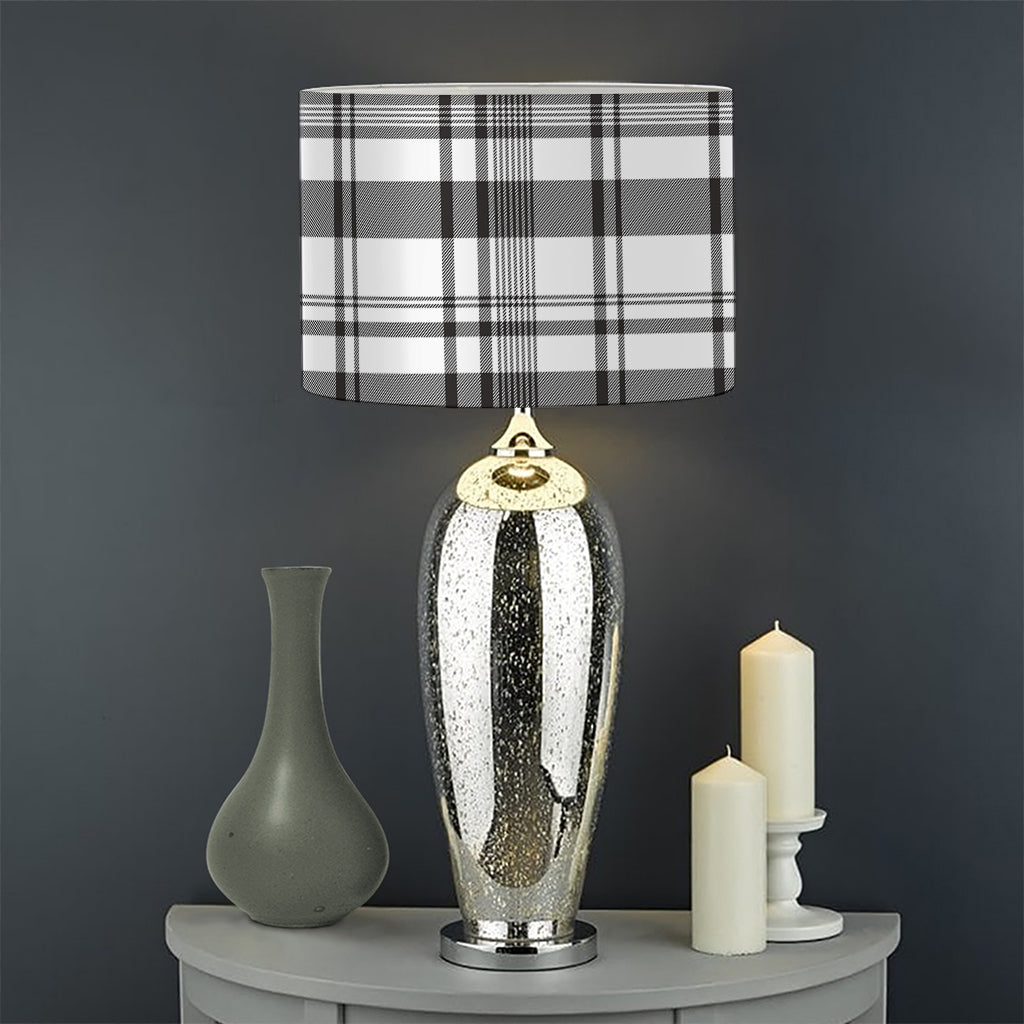 Black And White Madras Pattern Print Drum Lamp Shade