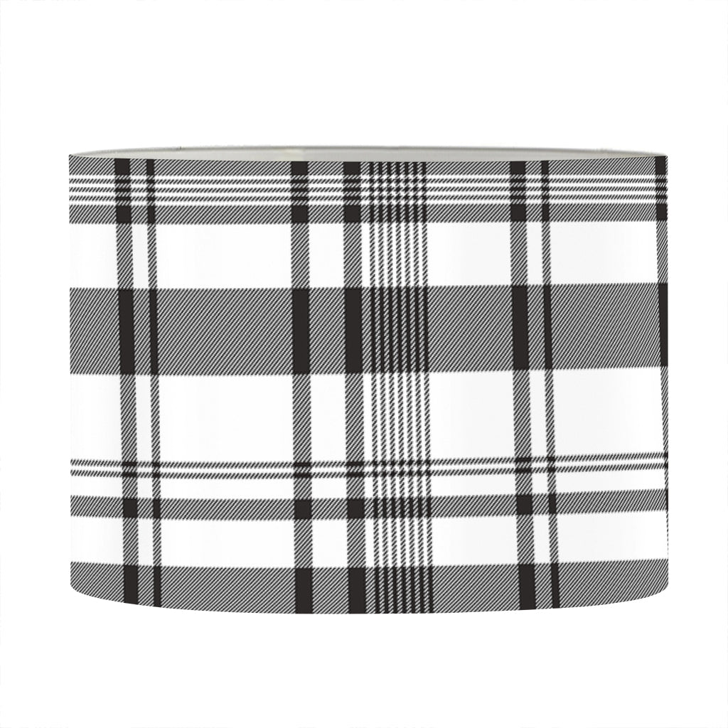 Black And White Madras Pattern Print Drum Lamp Shade