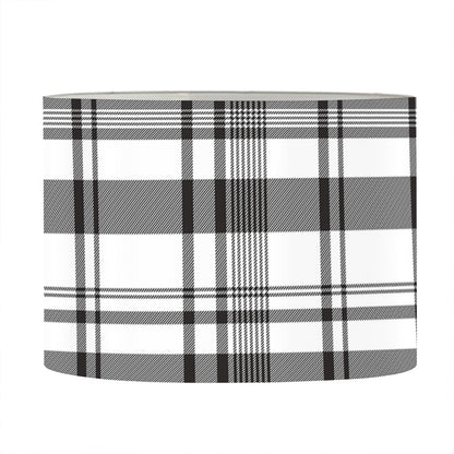 Black And White Madras Pattern Print Drum Lamp Shade