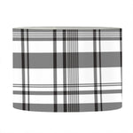Black And White Madras Pattern Print Drum Lamp Shade