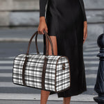 Black And White Madras Pattern Print Duffle Bag