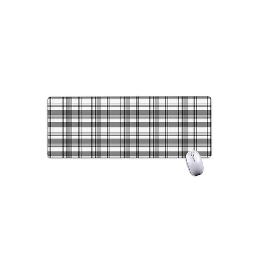 Black And White Madras Pattern Print Extended Mouse Pad