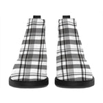 Black And White Madras Pattern Print Flat Ankle Boots