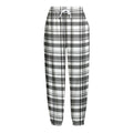 Black And White Madras Pattern Print Fleece Lined Knit Pants