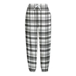 Black And White Madras Pattern Print Fleece Lined Knit Pants