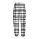 Black And White Madras Pattern Print Fleece Lined Knit Pants