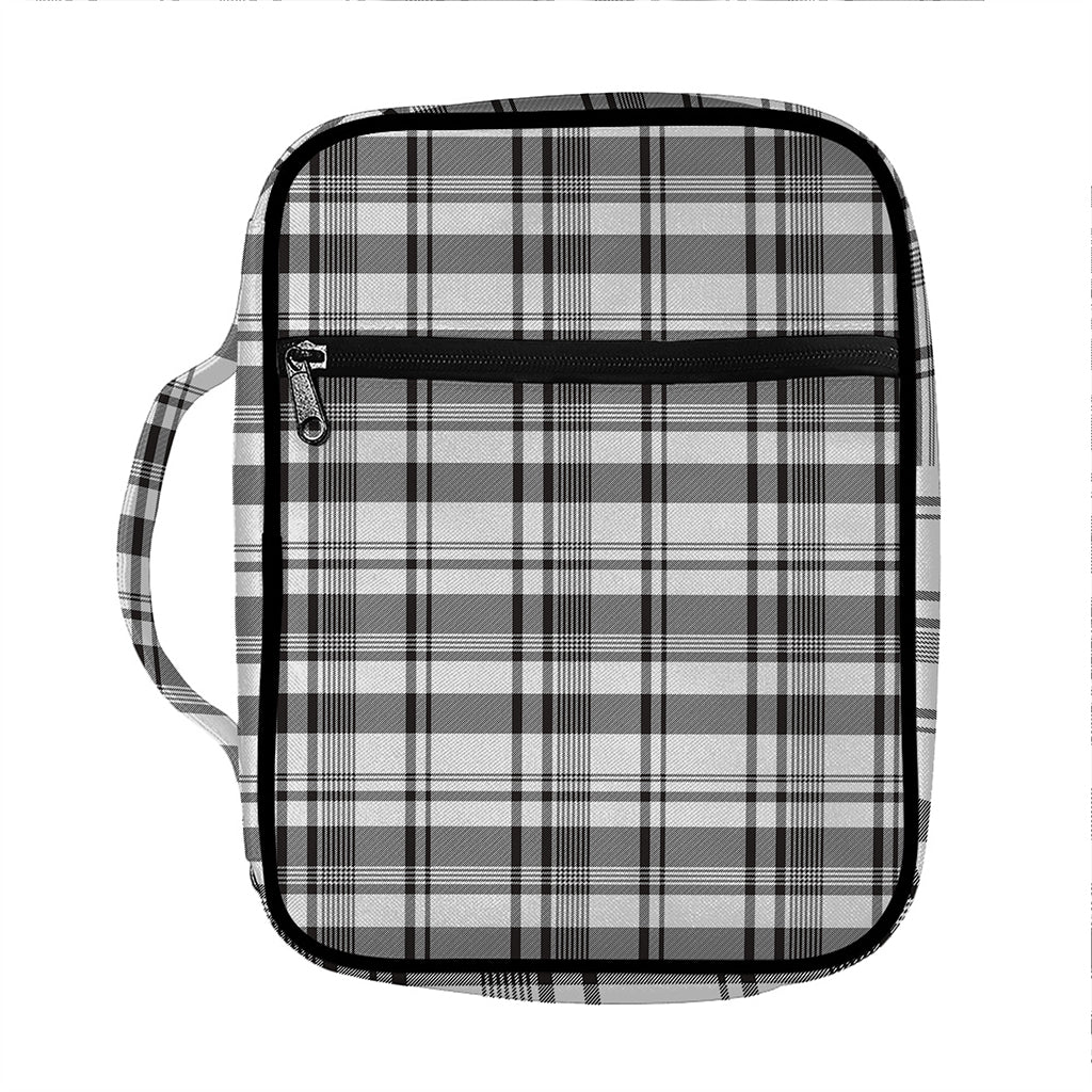 Black And White Madras Pattern Print Front Pocket Bible Bag