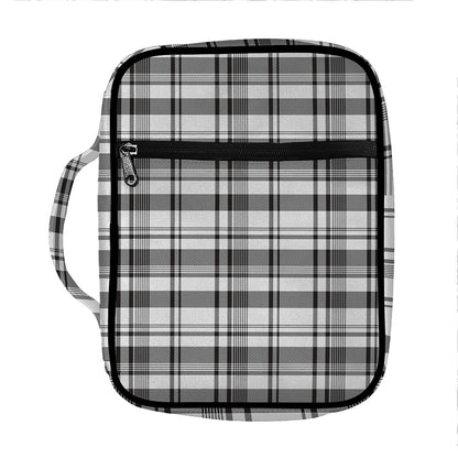 Black And White Madras Pattern Print Front Pocket Bible Bag