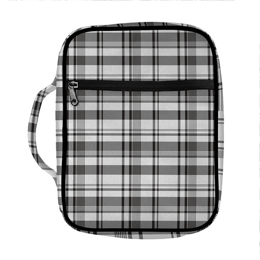 Black And White Madras Pattern Print Front Pocket Bible Bag