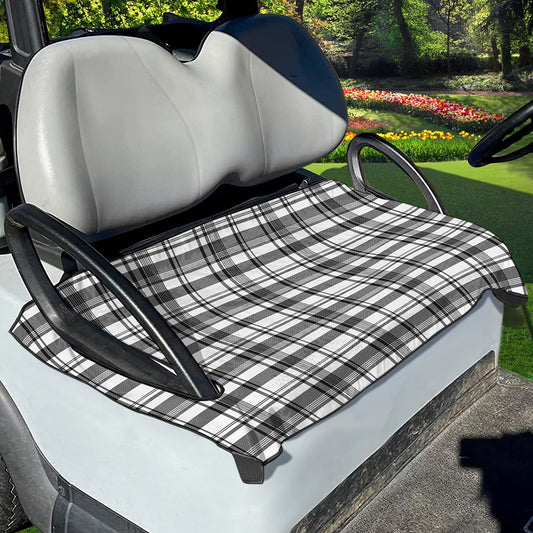 Black And White Madras Pattern Print Golf Cart Seat Cover
