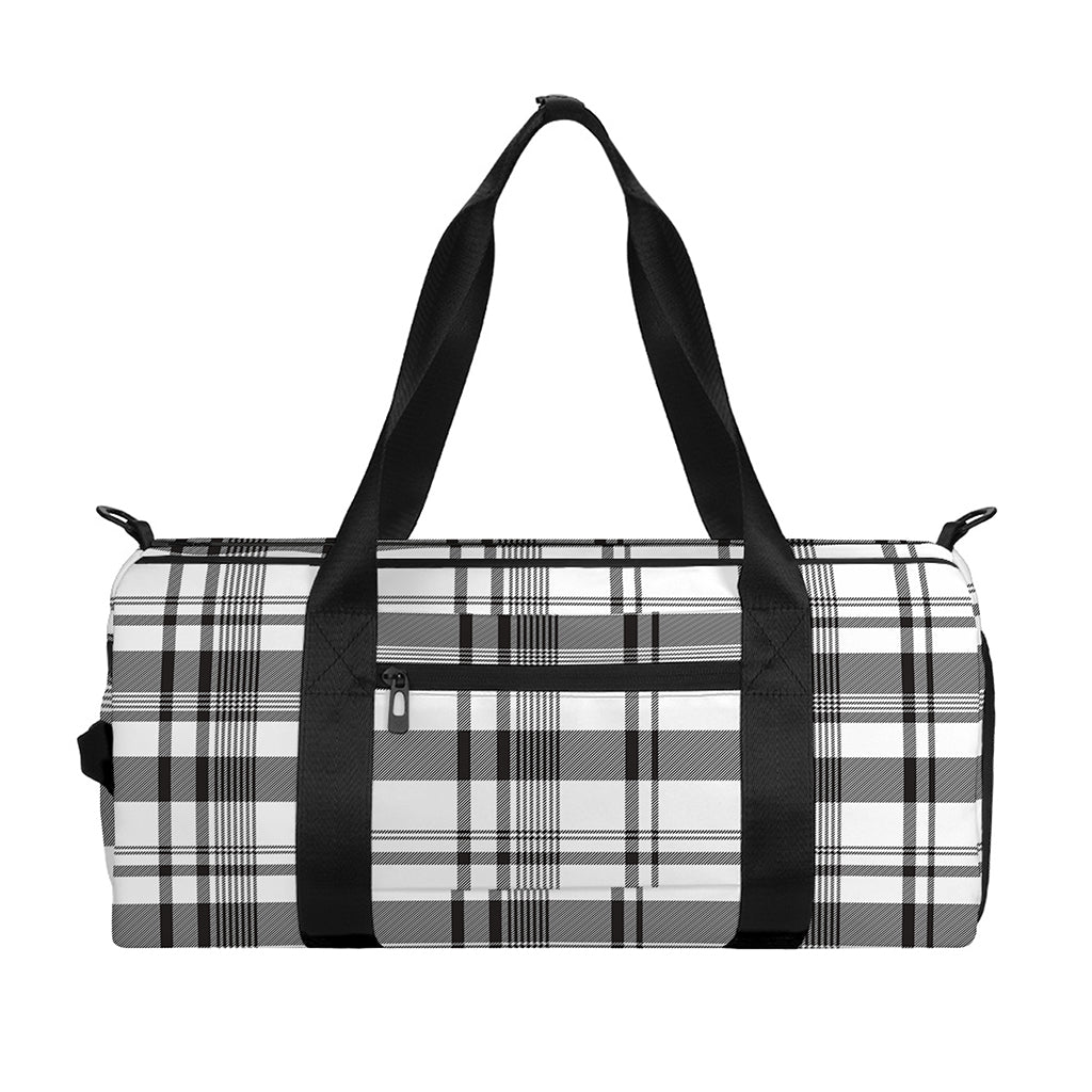 Black And White Madras Pattern Print Gym Bag