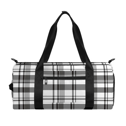 Black And White Madras Pattern Print Gym Bag