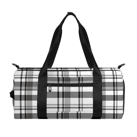 Black And White Madras Pattern Print Gym Bag