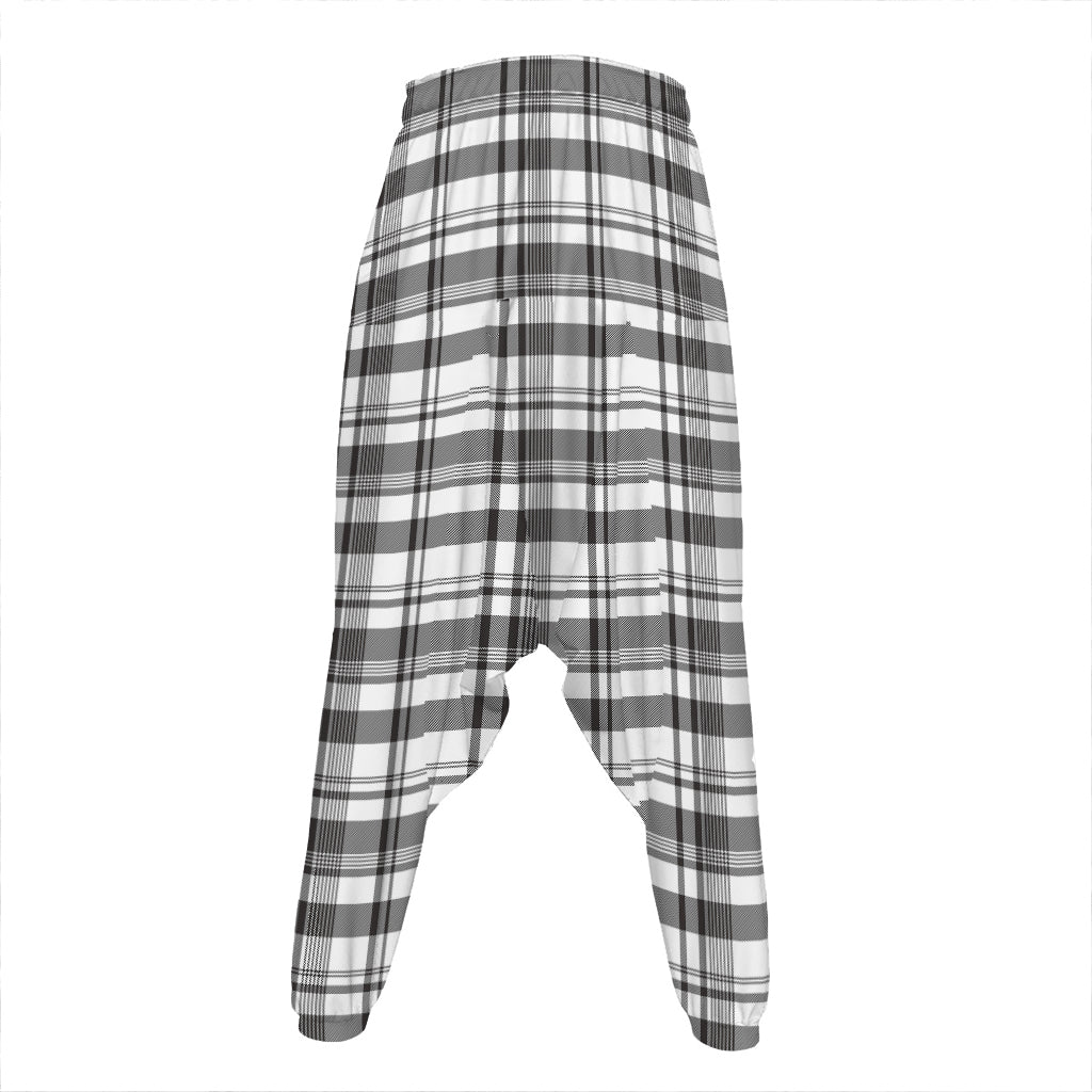 Black And White Madras Pattern Print Hammer Pants