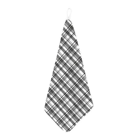 Black And White Madras Pattern Print Hand Towel