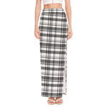 Black And White Madras Pattern Print High Slit Maxi Skirt