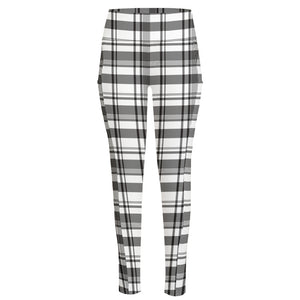 Black And White Madras Pattern Print High-Waisted Pocket Leggings