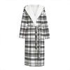 Black And White Madras Pattern Print Hooded Bathrobe