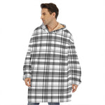 Black And White Madras Pattern Print Hoodie Blanket